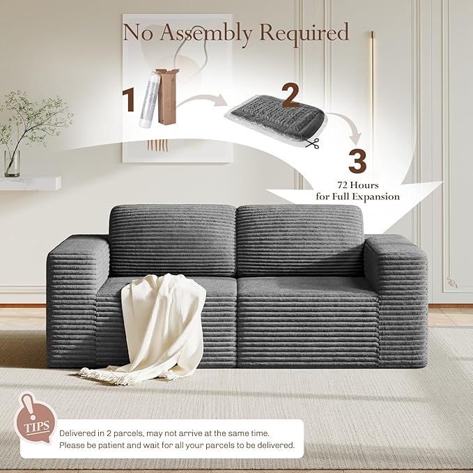 Vesgantti 80" Modular Sectional Sofa, Corduroy Cloud Couch