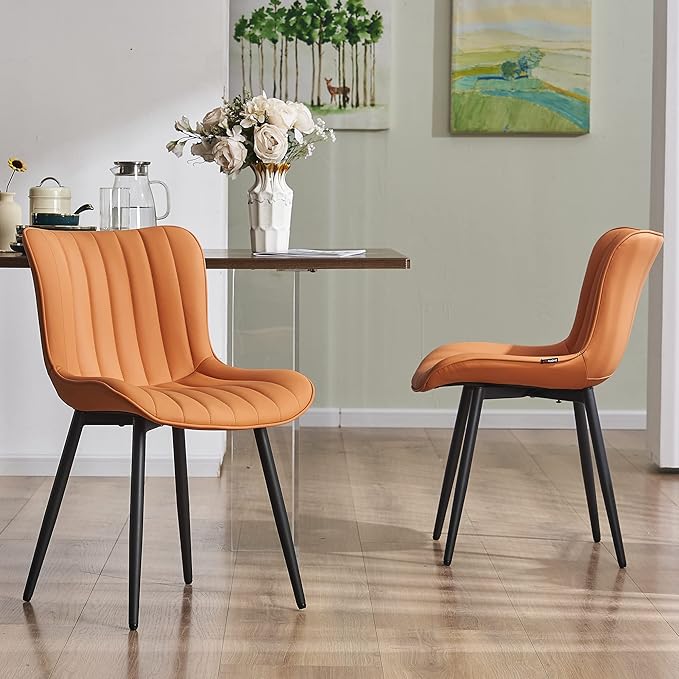 YOUNUOKE Dining Chairs Set of 2 Camel Mid Century Modern Kitchen Chairs Armless