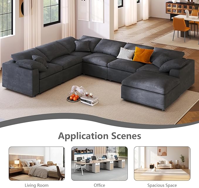 Oversized Modular Sectional Sofa Couch, Large 7 Seater Corner Sofa Modern U