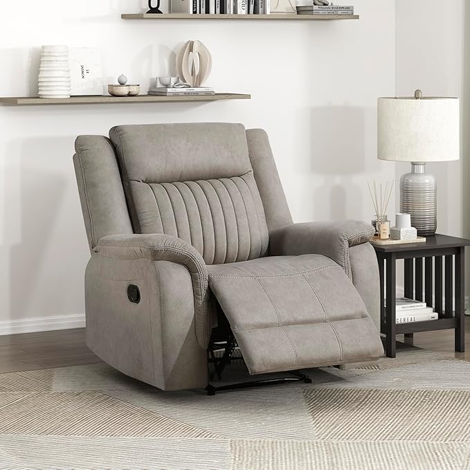 Lexicon Manual Recliner Chair, Polished Microfiber Reclining Sofa Chair