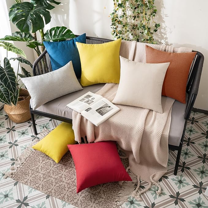 MIULEE Pack of 2 Decorative Outdoor Solid Waterproof Throw Pillow Covers Euro
