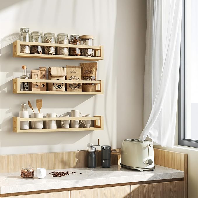 Upgraded Thick Floating Shelves, 24 Inch Solid Wood Bookshelf