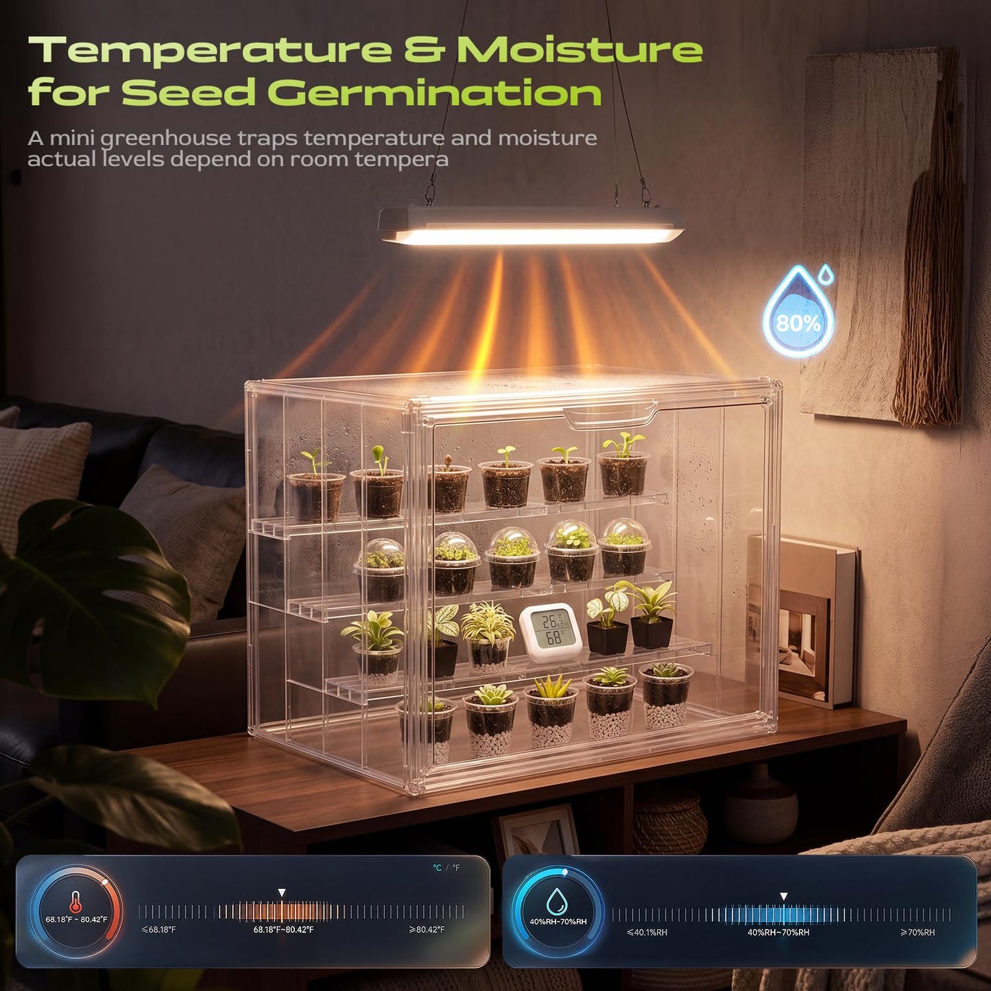 Clear Mini Greenhouse Indoor, Tabletop Portable Greenhouse with Magnetic Door Small Acrylic Plant Green House for Seed Starting, Plant Grow Warmer,and Home Gardening Display