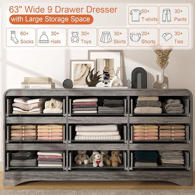 4 Piece Bedroom Set, Dresser and Nightstand Sets, Including Modern Wooden Large