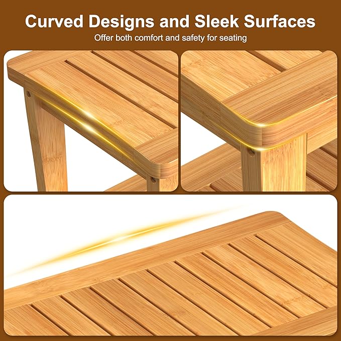 Large Bamboo Shower Bench Stool
