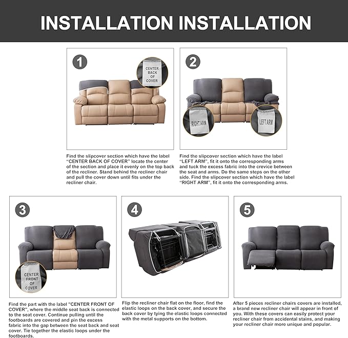 Genina Recliner Sofa Cover Stretch Couch Covers, Sofa Slipcover
