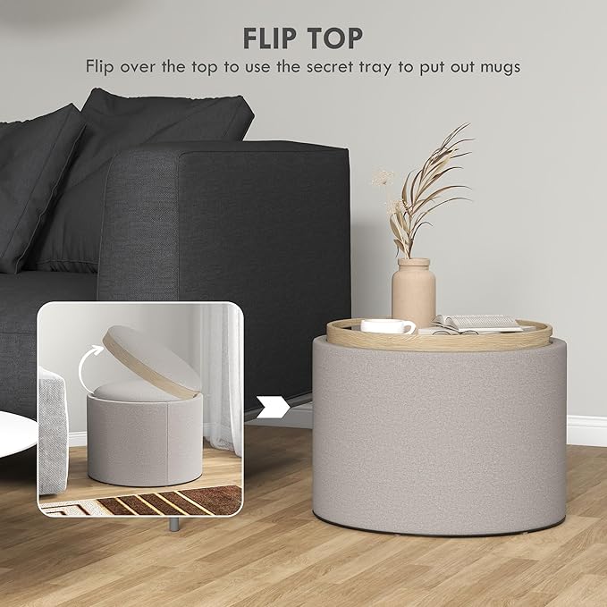 HOMCOM Round Storage Ottoman