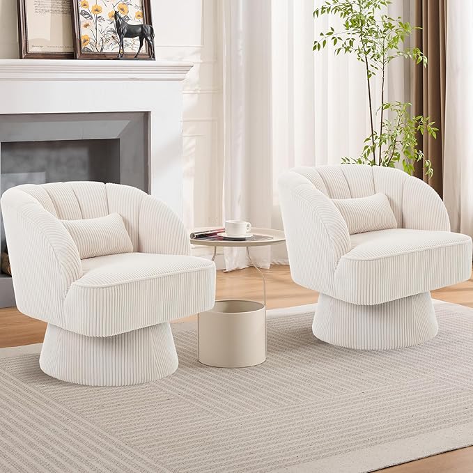 Garvee Ultra-Plush Swivel Accent Chair, 360° Barrel Lounge Chair