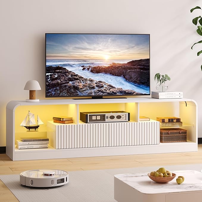 TV Stand for 60/65/70 Inch TVs, Modern Curved TV Console