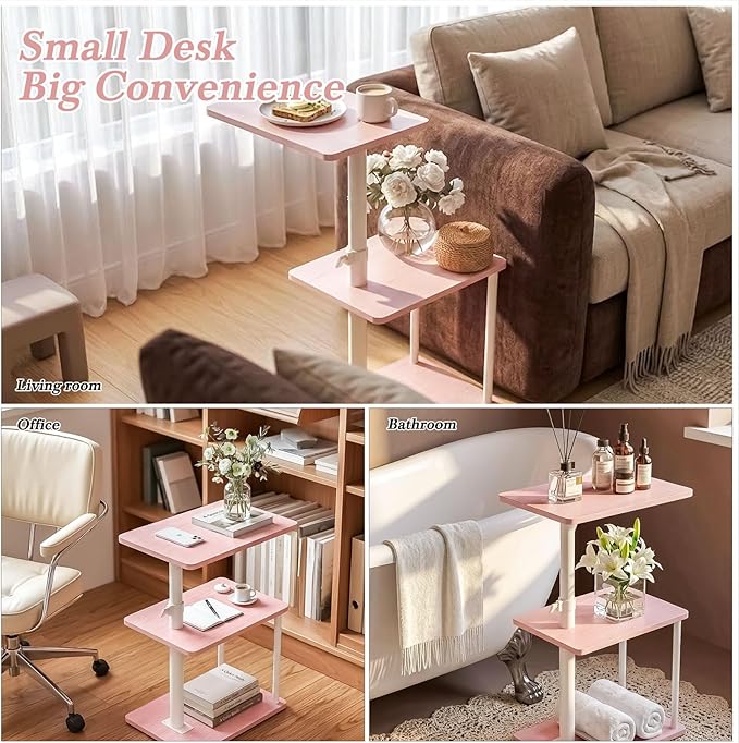 Faesun Swivel Side Table for Couch Arm, Adjustable C End Table for Recliner or