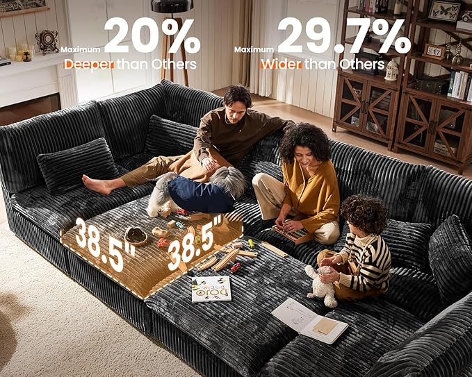 CHIC HOUSE Module for Modular Oversized Couch, Corduroy Customizable Chaise