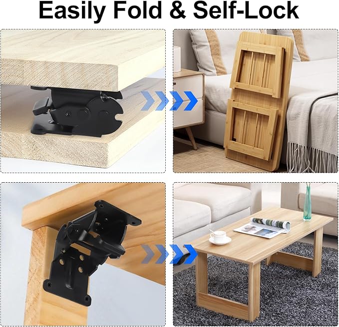 Self Locking Hinges Furniture Table Legs Locking Brackets, 90 Degree Folding