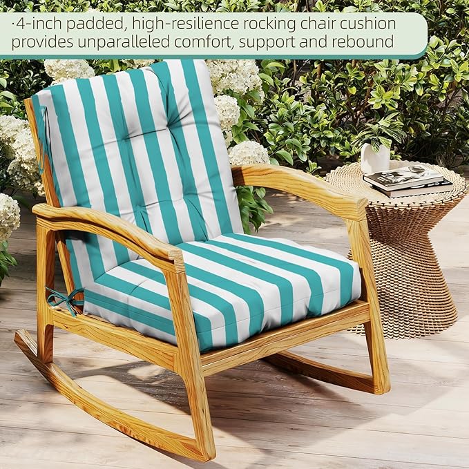 Outdoor Chair Cushion, High Back Soft Seat Pad, Indoor Outside Use,