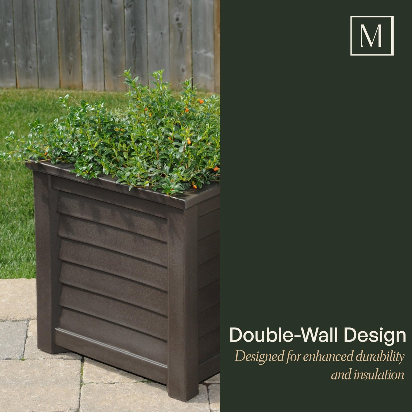 Mayne 5866-B Lakeland Square Patio Planter, 16x16, Black