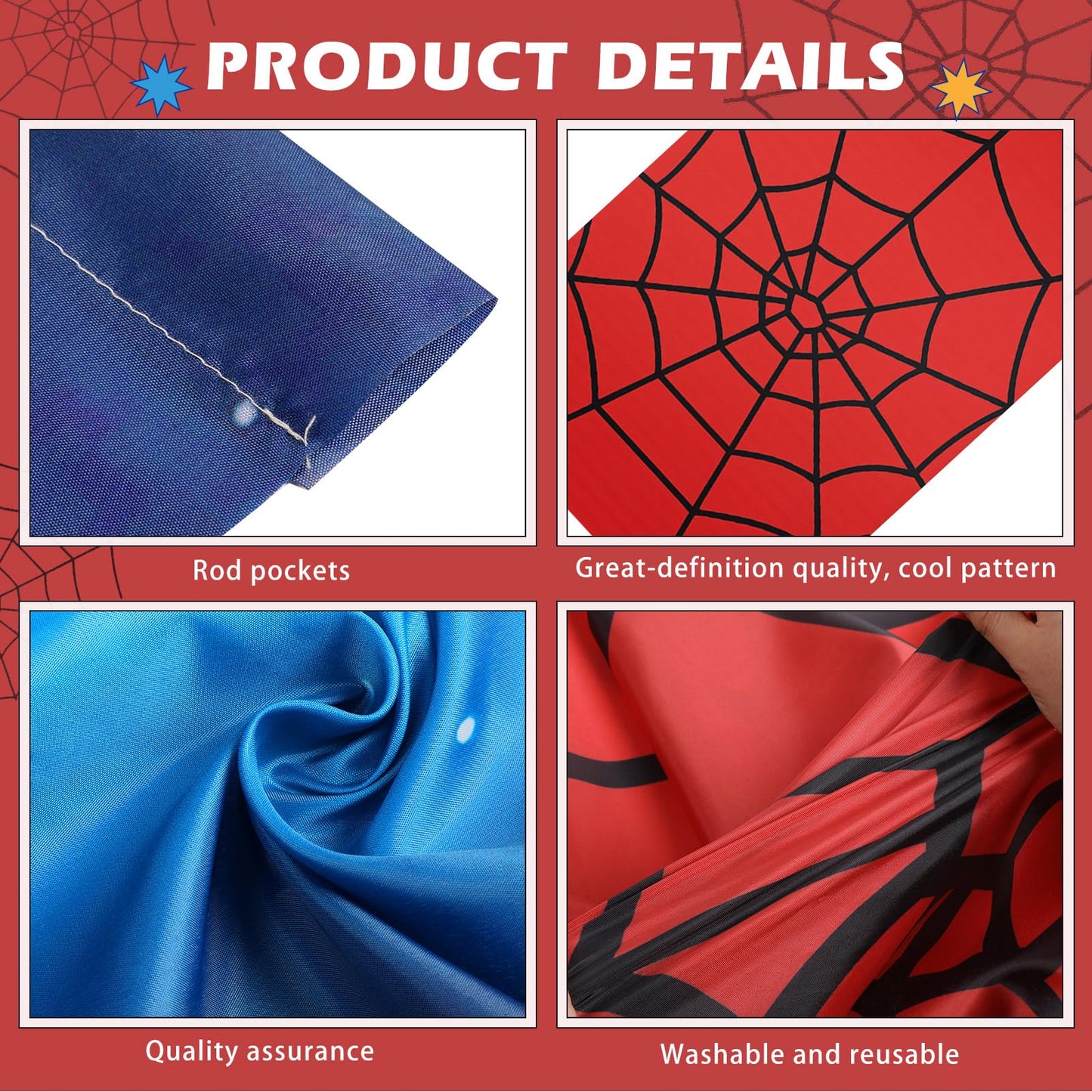 Boao 3 Pcs Spider Backdrop Birthday Decoration Spider Web Curtains 6.6 x 3.9 ft Photo Banner Window Decor for Party Photography Background Photo Props(City Night Scene)