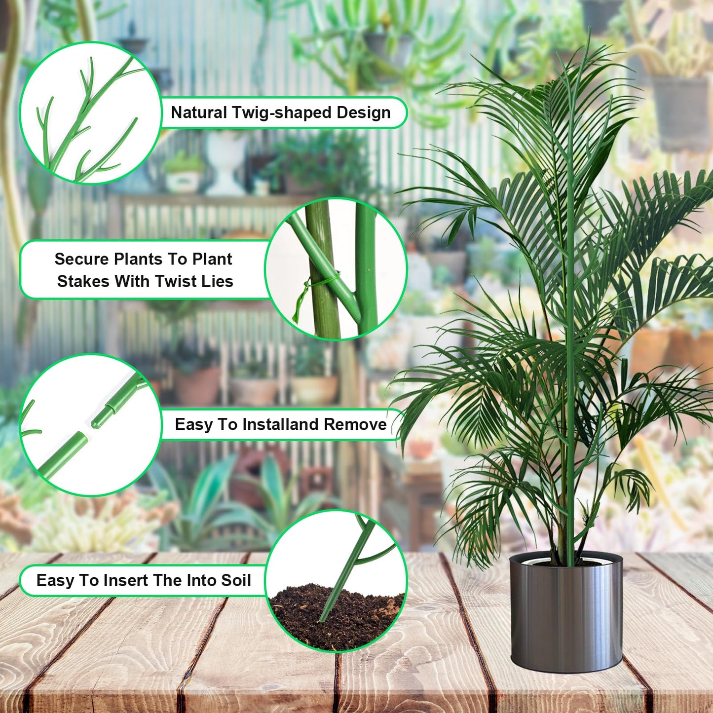 letesult 11 Pack Monstera Plant Support - 71.4" Plant Support Stakes for Indoor Plants Sticks Support Tall Indoor Plant Stakes with Twist Ties Stackable Plant Stem Support for Monstera Plants