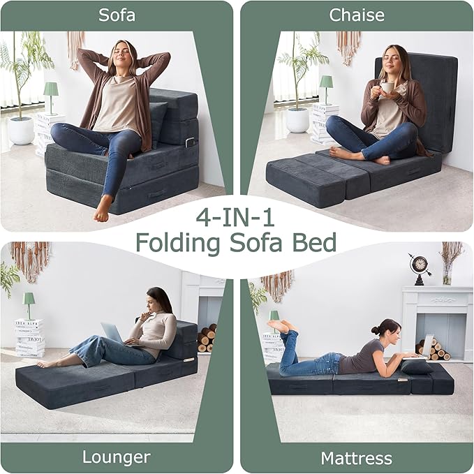 Folding Sofa Bed, 4 in 1 Convertible Sleeper Chair