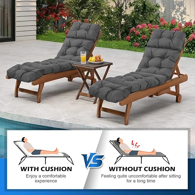 Chaise Lounge Cushions Outdoor, Waterproof & Fade Resistant Patio Lounge Chair