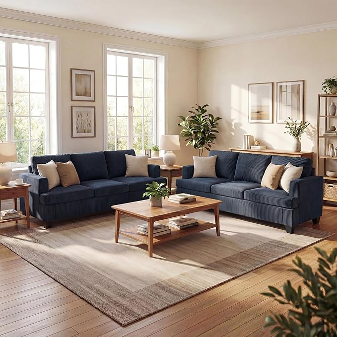 YOUDENOVA 2 Piece Set Comfy Sofa Couch, 3-Seater Sofa * 2