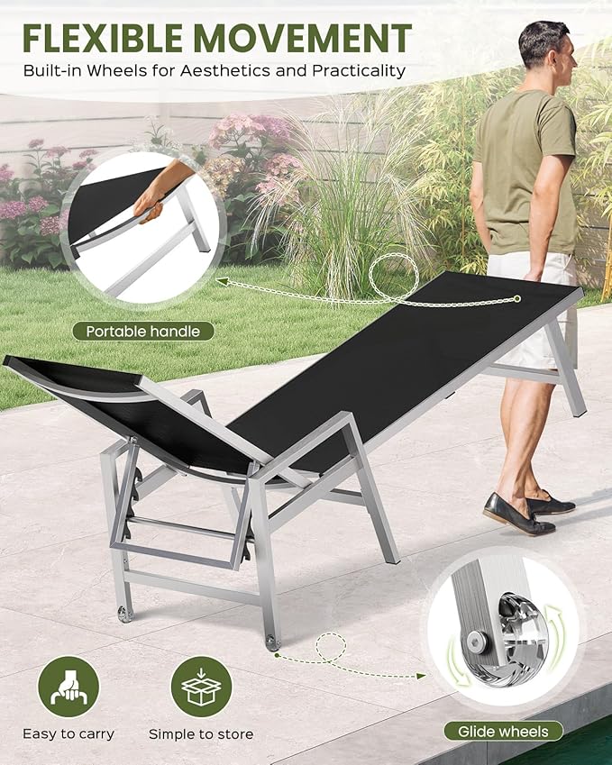Vexwalx Patio Chaise Lounge Chair Outdoor