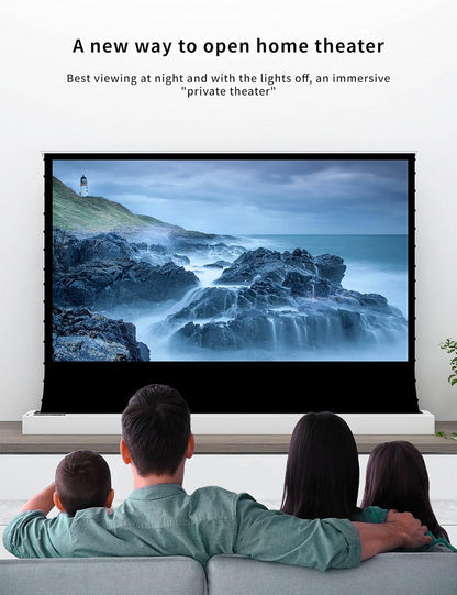 VIVIDSTORM-Home Cinema S 92 inches Portable Folding Stand Floor Rising Movie Screen Sound Transparent Perforated White Screen Compatible with Ordinary Projector,VWSDSTPW92H