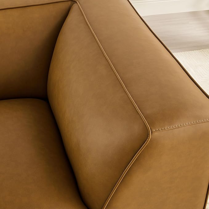 Modway Auren Vegan Leather Corner Modular Chair in Camel