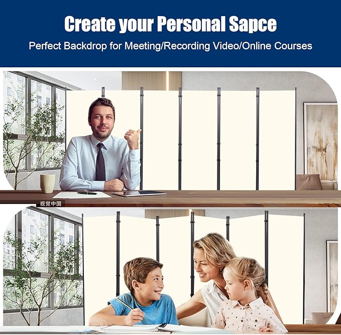 Room Divider 6FT Portable Room Dividers and Folding Privacy Screens, 6 Panel