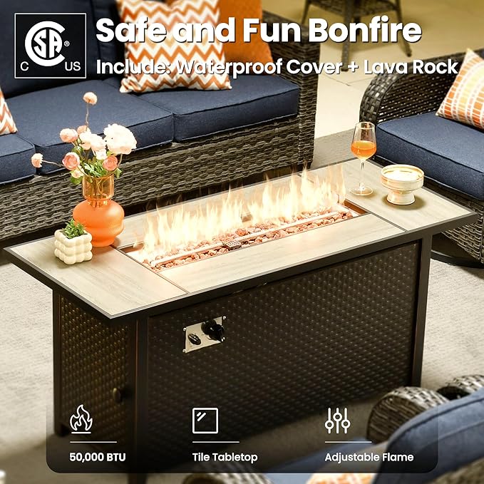 ovios 10 Pieces Patio Furniture Set, Outdoor Wicker Sofa Couch
