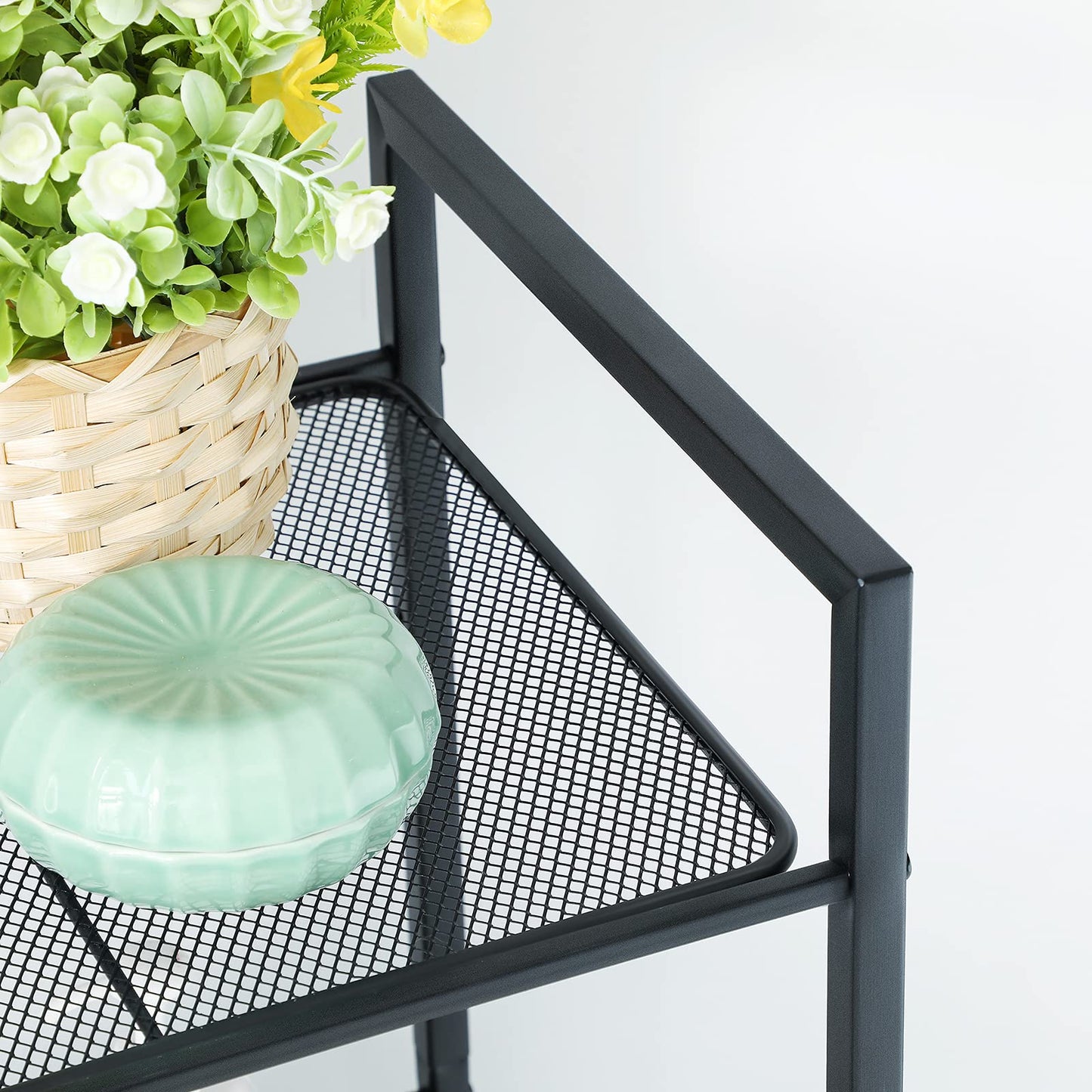 SONGMICS 5-Tier Storage Rack, Bathroom Shelf, Extendable Plant Stand with Adjustable Shelf, for Bathroom, Living Room, Balcony, Kitchen, Black UBSC35BK, 11.8 x 15 x 50.4 Inches