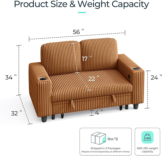 LINSY HOME Loveseat Sofa with Storage