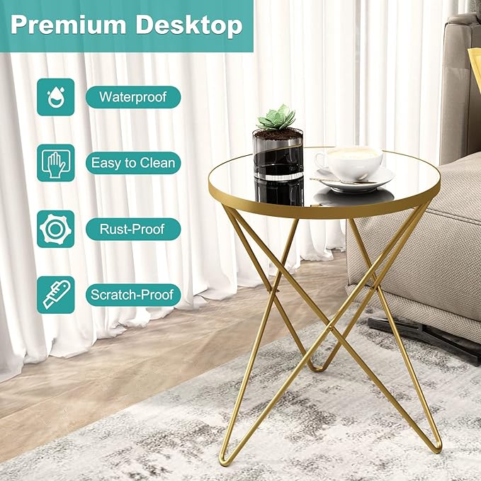 HLR Modern Round Side Table, End Table