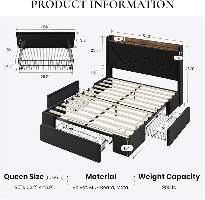 SHA CERLIN Queen Bed Frame