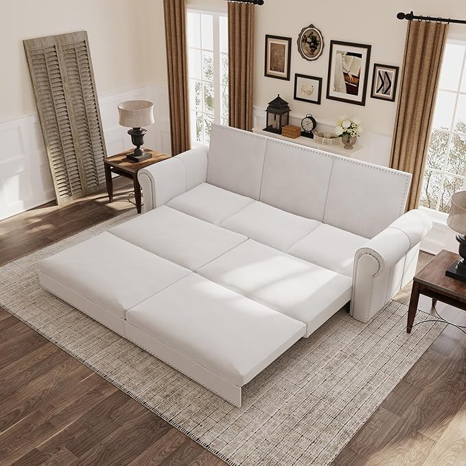 3 in 1 Convertible Sleeper Sofa Bed, 93.7" King Size Sofa Sleeper