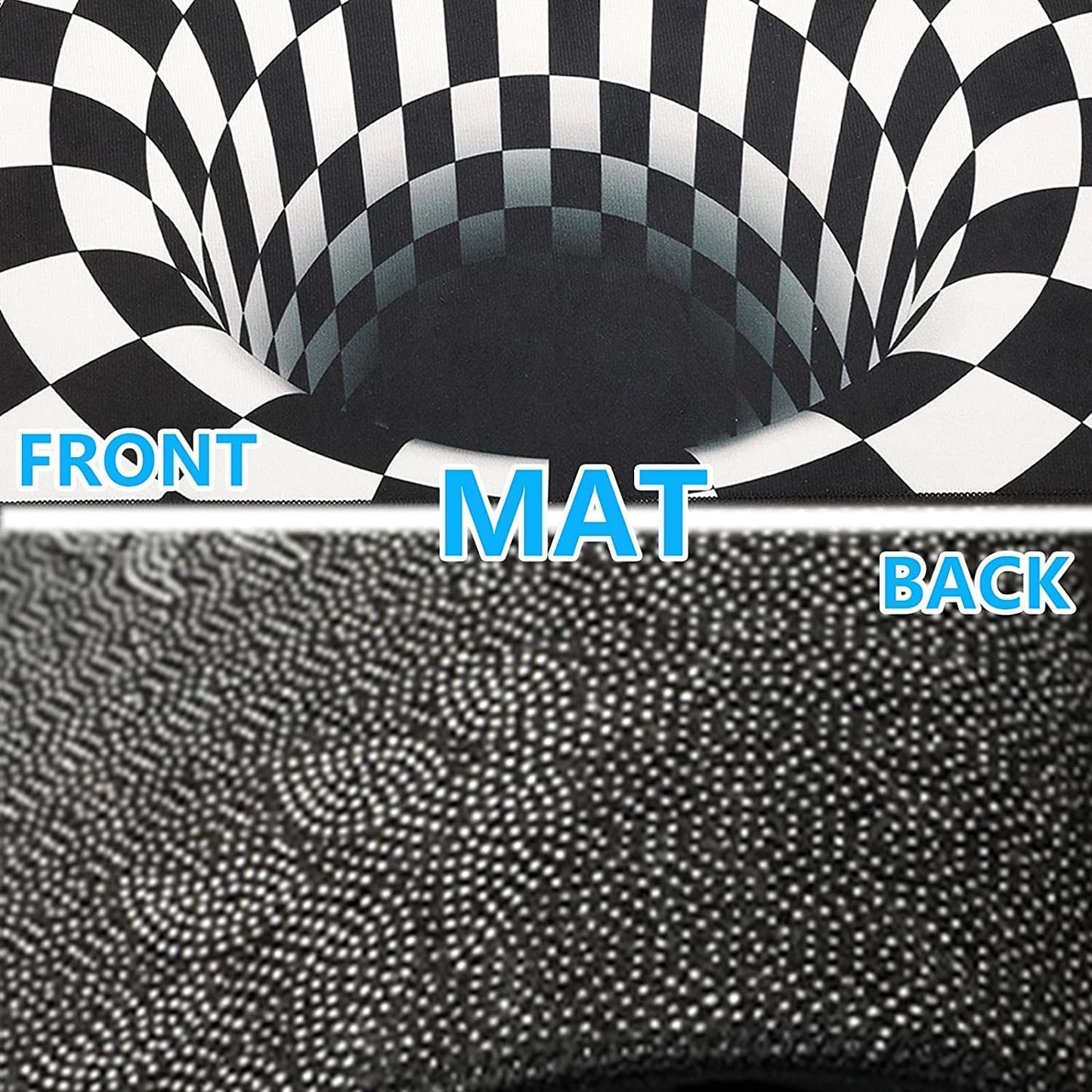 NUYKOUY 3D Visual Optical Floor Mat Black White Plaid Round Rugs Vortex Optical Illusion Rug for Floor,Floor mats for Home,Rubber Floor mats