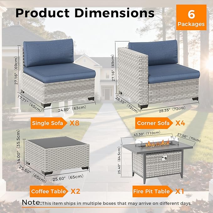 12-Seat Modern Outdoor Wicker Rattan Patio Furniture Set