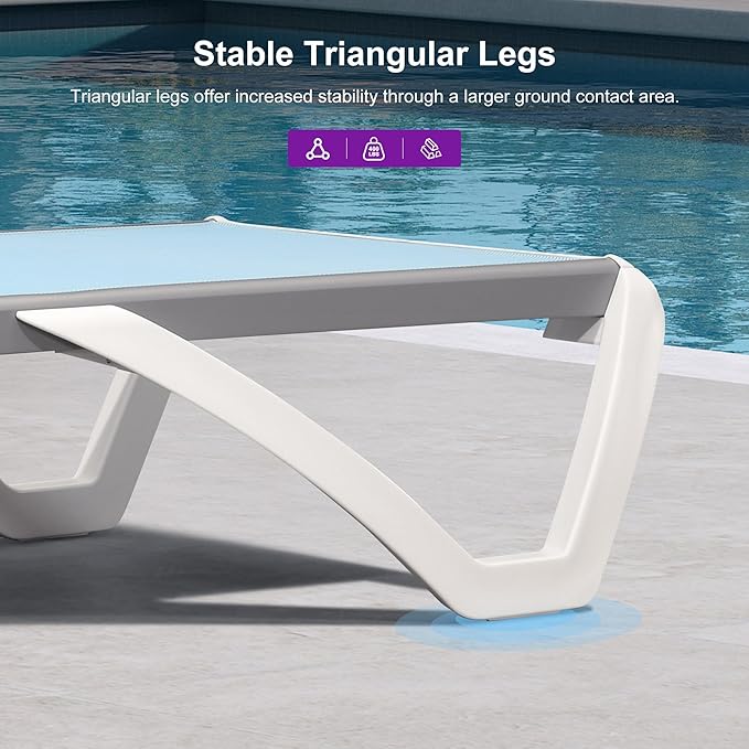 PURPLE LEAF Patio Chaise Lounge Chair Outside Aluminum Plastic Stackable
