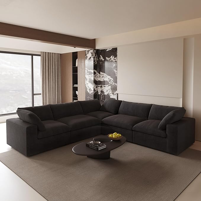 Cloud Modular Sectional Sofa Couch, 120.45" V Shaped Convertible Couches