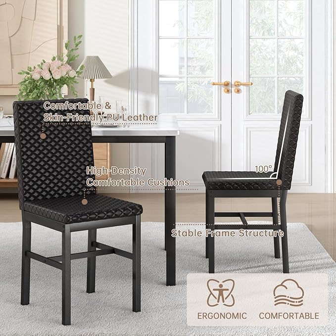 Recaceik Dining Table Set for 4, Modern 5 Piece Dining Table Set Faux Marble