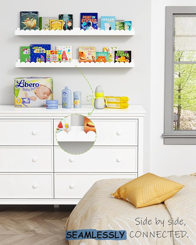 Harwaya Scalloped Nursery Floating Shelves