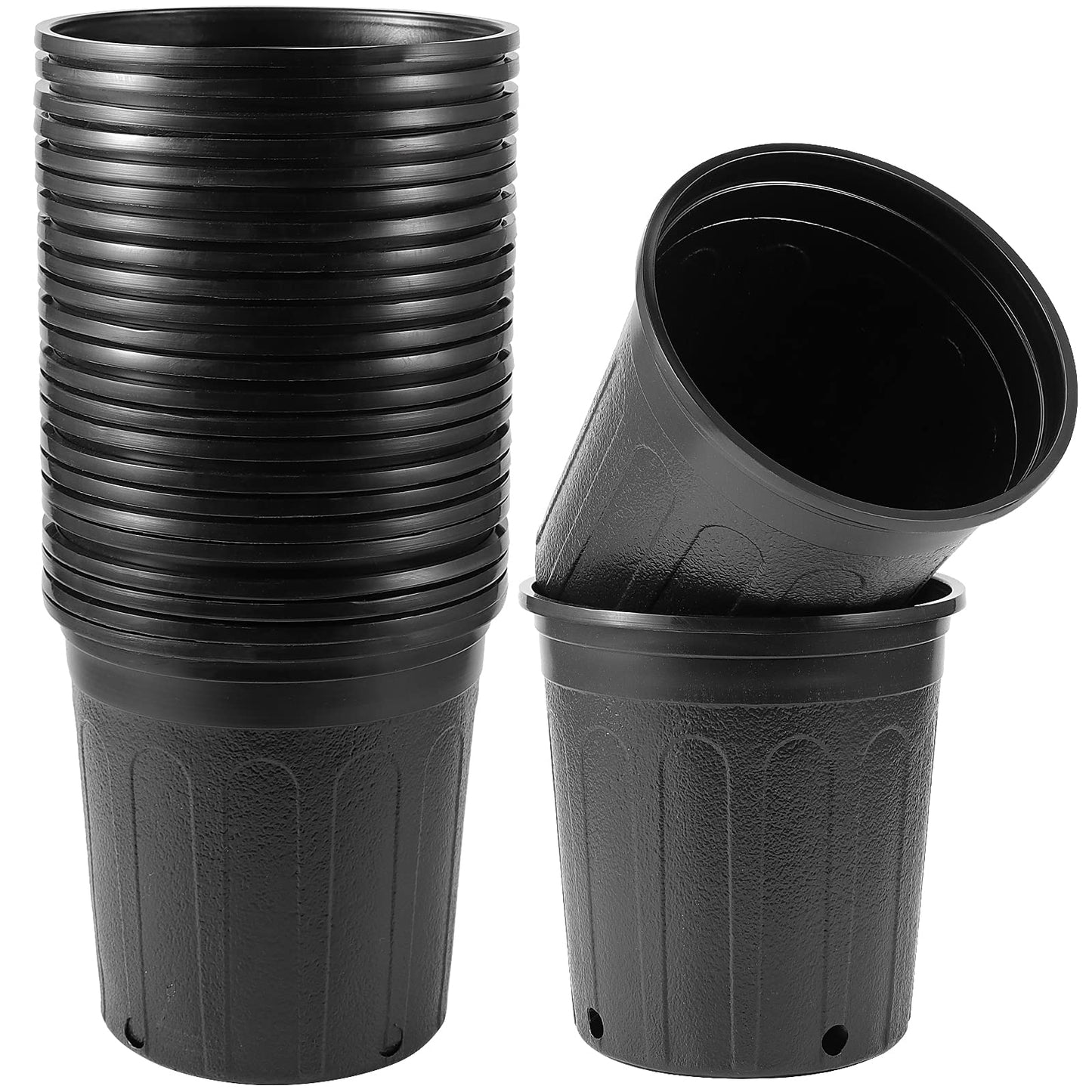 HAKZEON 25 Packs 1 Gallon Nursery Trade Pots, Black Plastic Plant Nursery Pots Round Planter Nursery Pot for Plants Flowers, Succulents, Vegetables, Seedling