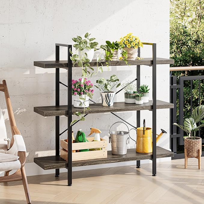 OtterOasis Heavy Duty 3-Tier Industrial Bookcase, 120lbs Shelf Capacity