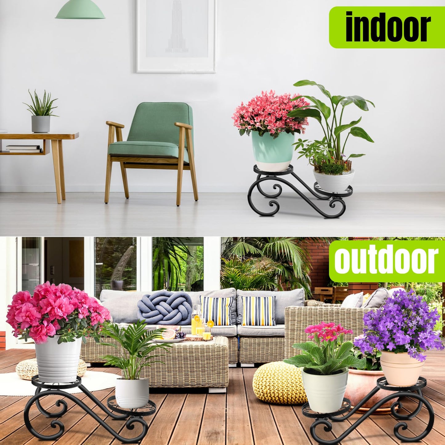 HLC Metal Plant Stand Flower Pot Holder Indoor Outdoor Plant Display Shelf Rack for Garden