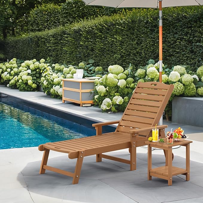 LUE BONA Lounge Chair Outdoor, HDPS Chaise Lounge Outdoor
