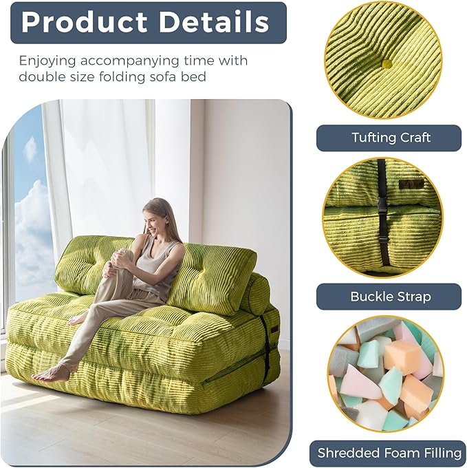 MAXYOYO Folding Sofa Bed, Convertible Sleeper Chair