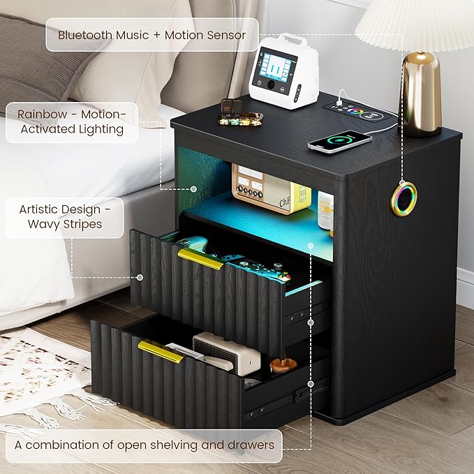WOOVIVS Modern Nightstand Set of 2