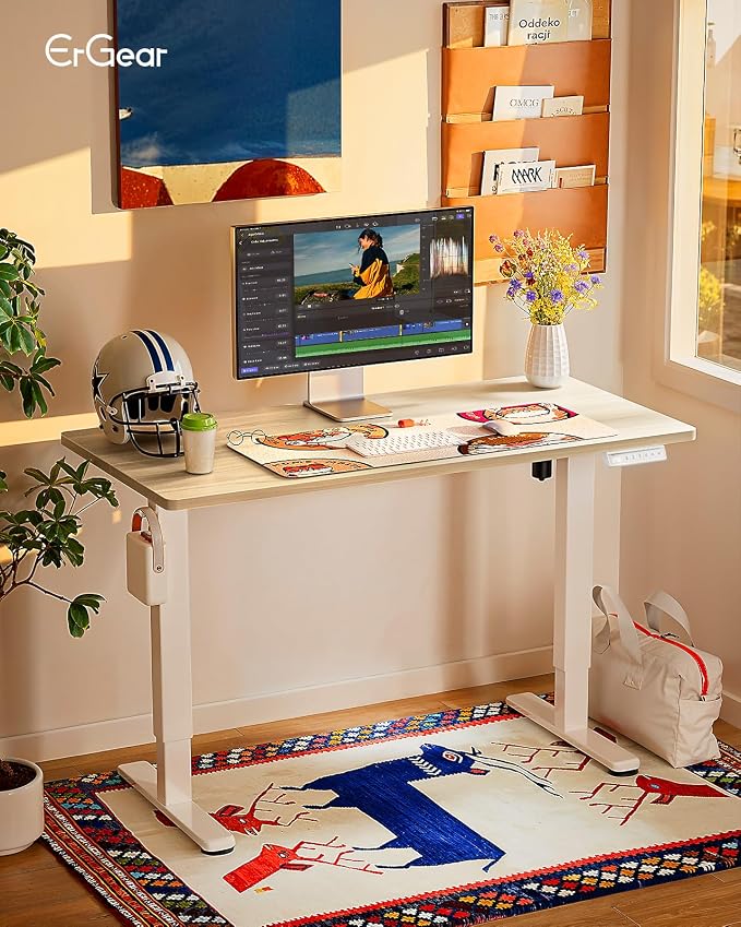 Ergear Height Adjustable Electric Standing Desk, 48x24 Inches Sit Stand up Memory Computer Home Office Desk (Natural),(EGESD5N)