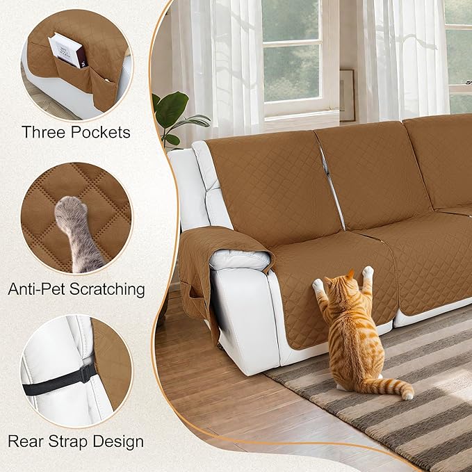 HDCAXKJ Reclining Sectional Couch Covers L Shape Recliner Sofa Middle Console