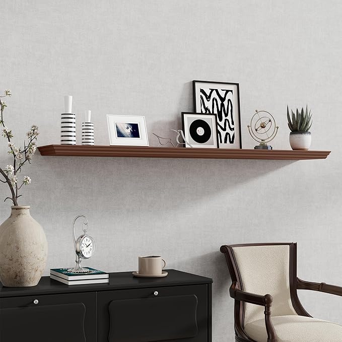 Fun Memories Floating Shelves 55 Inch Long, 9.3 Inch Deep Classic Crown Molding