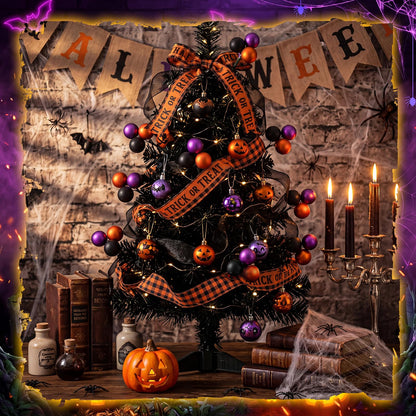 Syhood 12 Set 7.9 Inch Halloween Ball Picks Shatterproof Purple Orange and Black Mini Ball Ornaments on Wired Picks Stems for Halloween Christmas Tree Garland Vase DIY Decoration Supplies