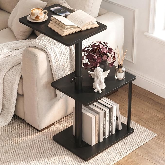 Faesun Swivel Side Table for Couch Arm, Adjustable C End Table for Recliner or